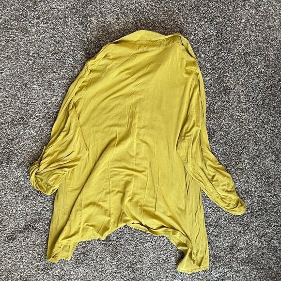 Joseph A Blouse Women Sz 1X Yellow Boho Chic Collar Roll Tab Dressy Smart Casual - Picture 3 of 10